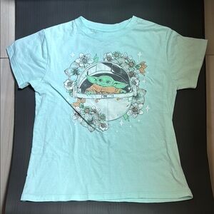 Star Wars Mint Green Short Sleeve Tee with Baby Yoda Design